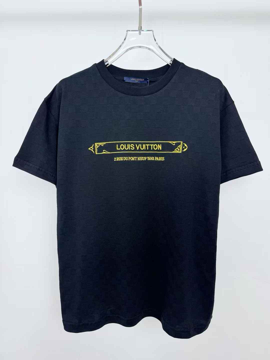 LV Embellished Damier Pique T-Shirt in black