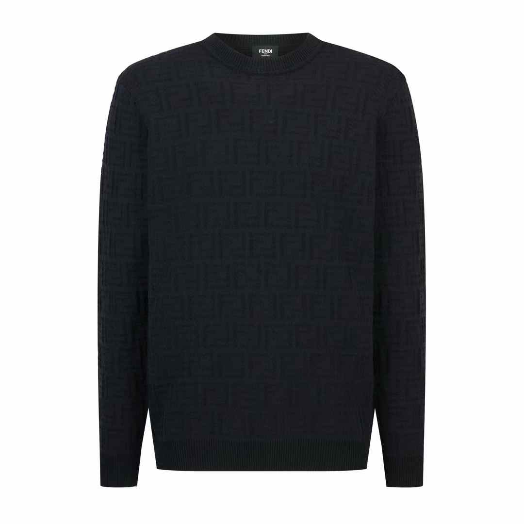 Fendi men's FF-pattern cotton sweater in black