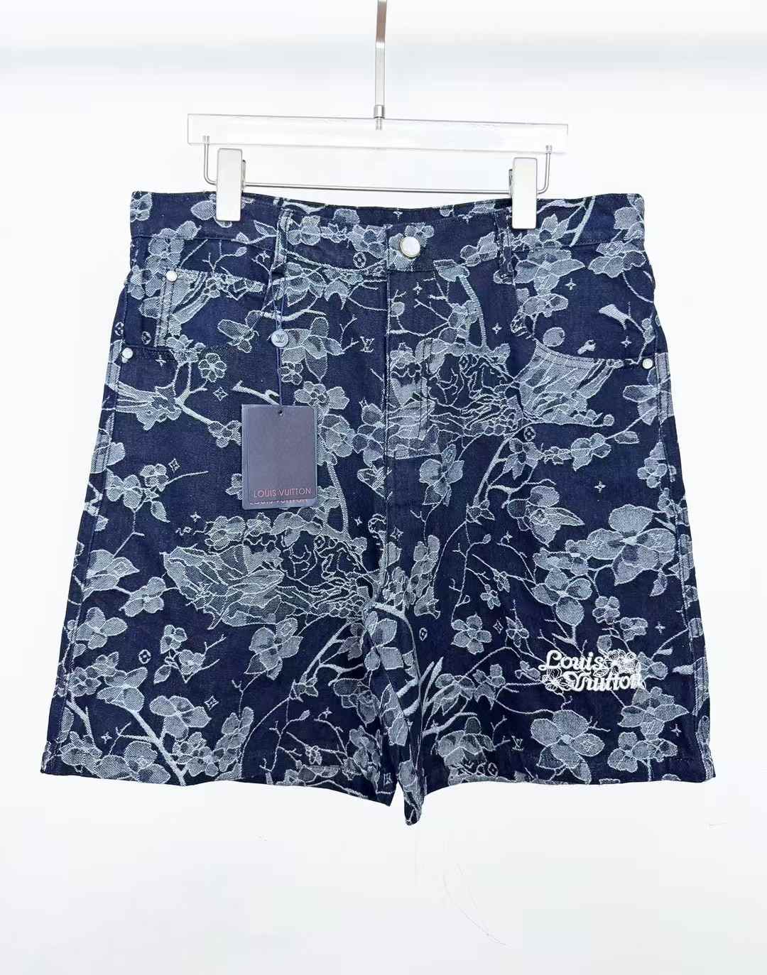 LV Jacquard Denim Shorts Blue