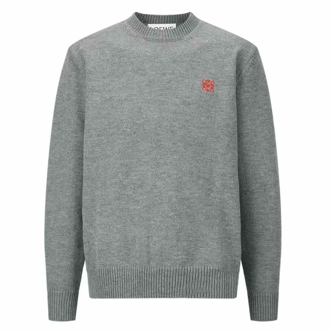 Loewe Anagram Logo-Embroidered Wool Sweater Grey