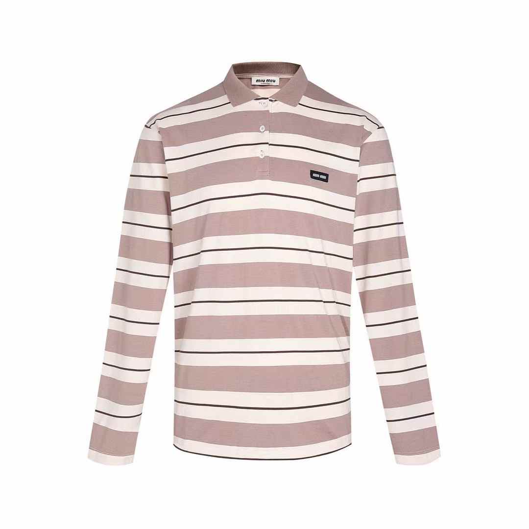 Miu Miu striped cotton jersey polo shirt