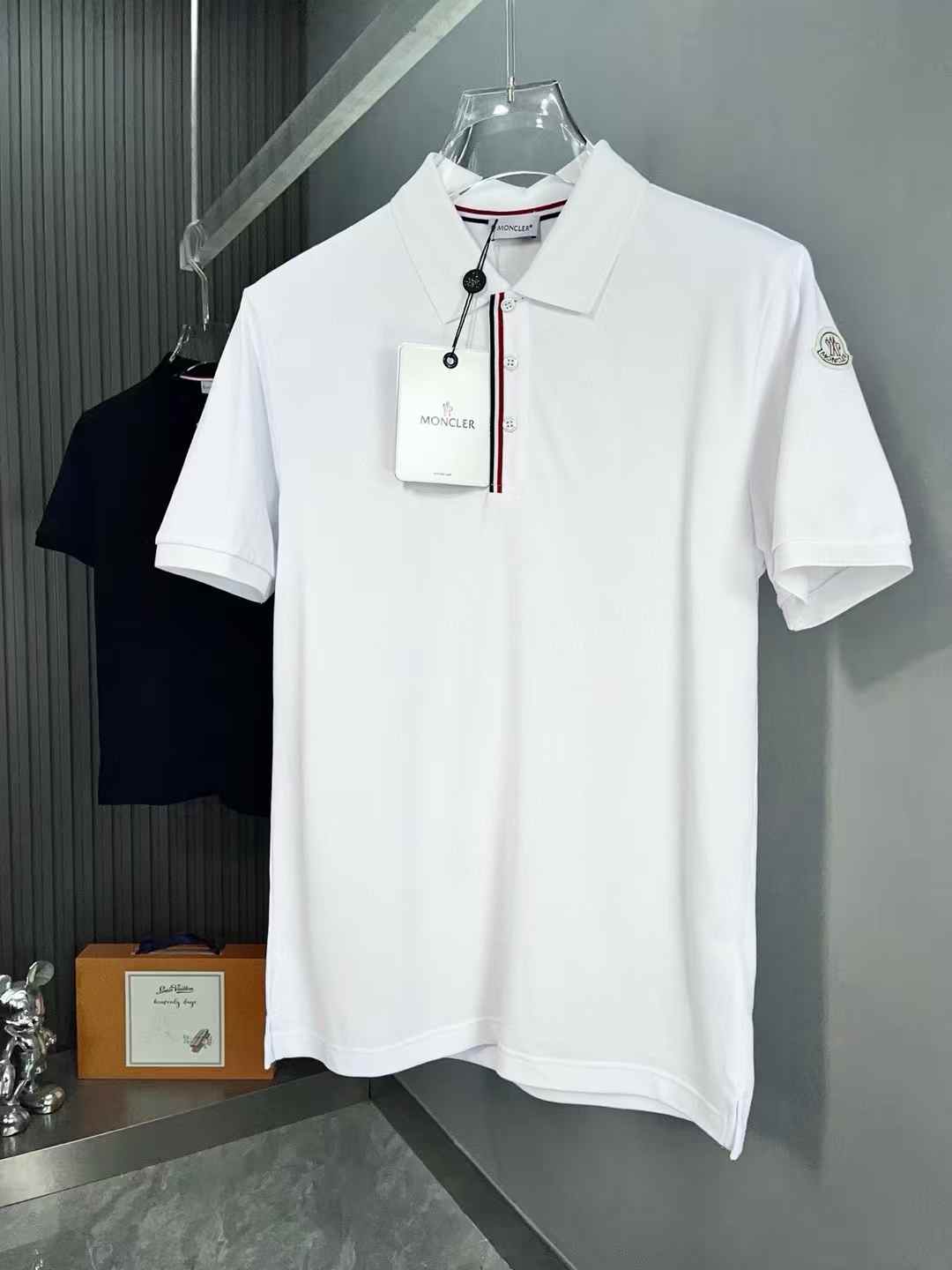 Moncler logo-patch white cotton piqué polo shirt
