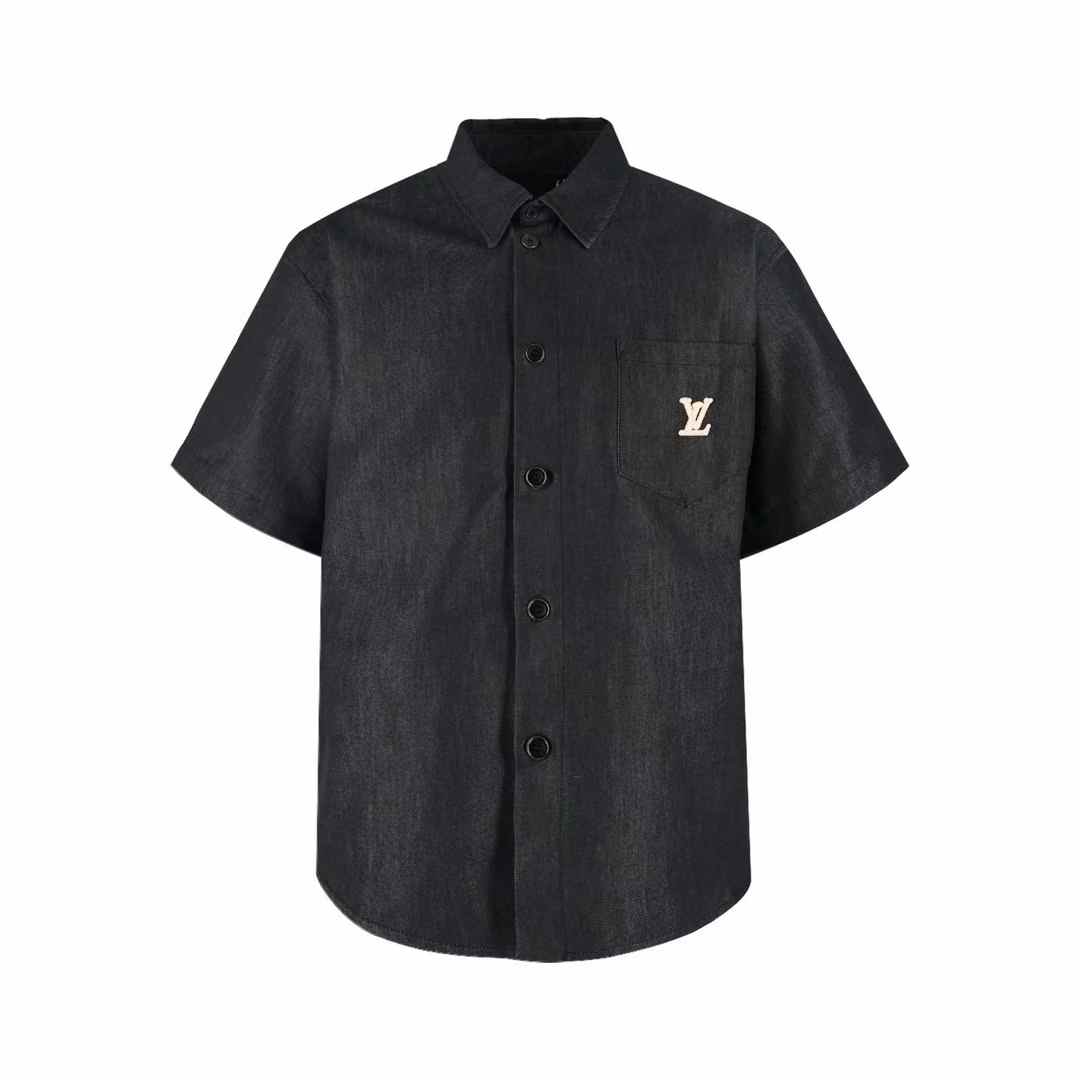 LV Short-Sleeved Chambray Shirt black