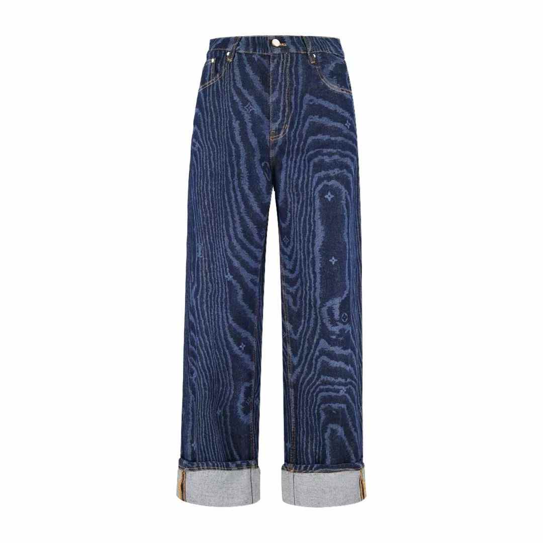 LV Cuffed Denim Skate Pants Moiré motif and Damier jacquard pattern