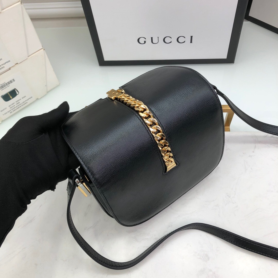 Gucci Leather Sylvie 1969 Mini Shoulder Bag Black