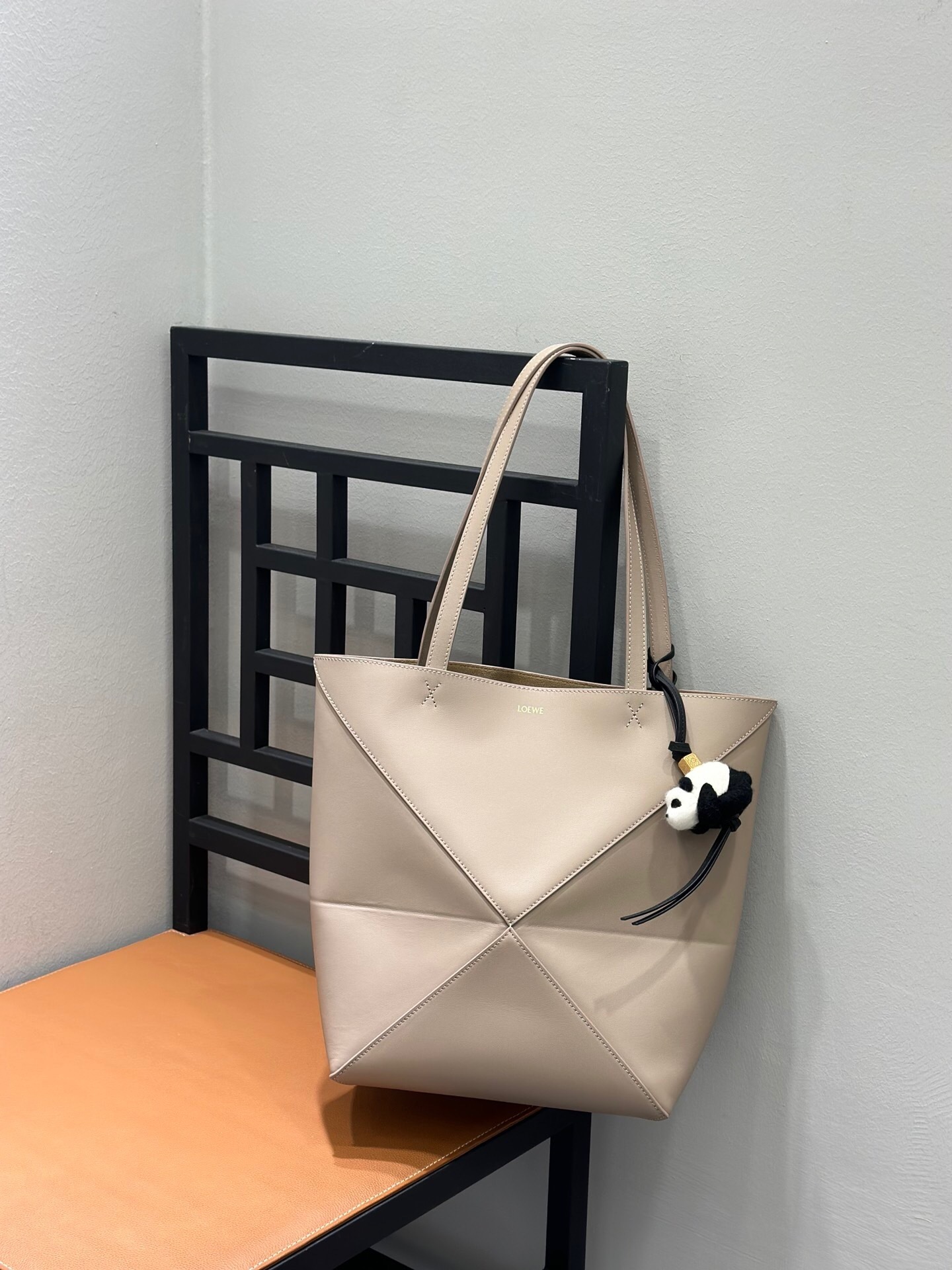 Loewe Medium Puzzle Fold tote bag in beige/neutral calfskin leather