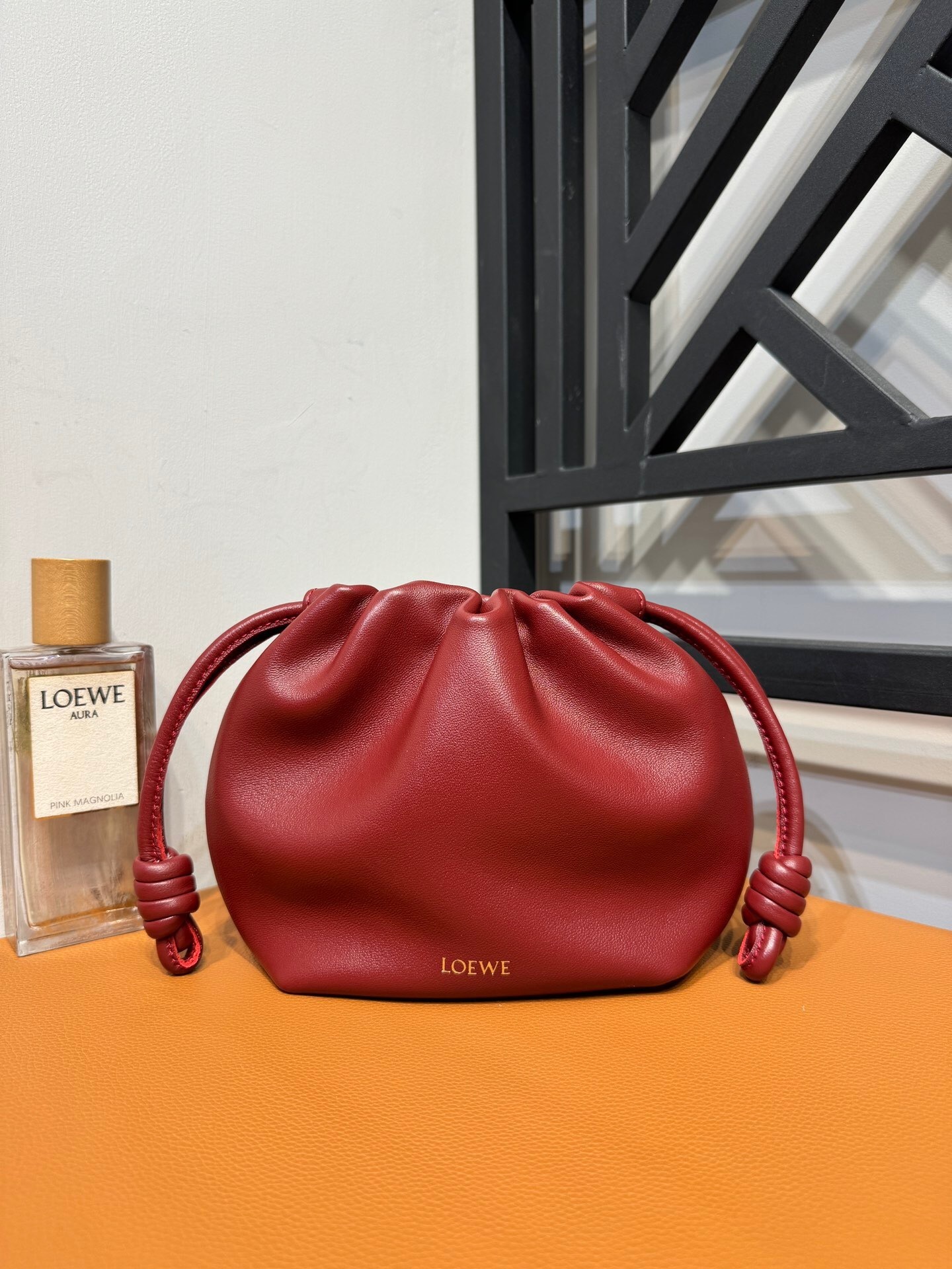 Loewe Mini Flamenco purse in crimson nappa leather