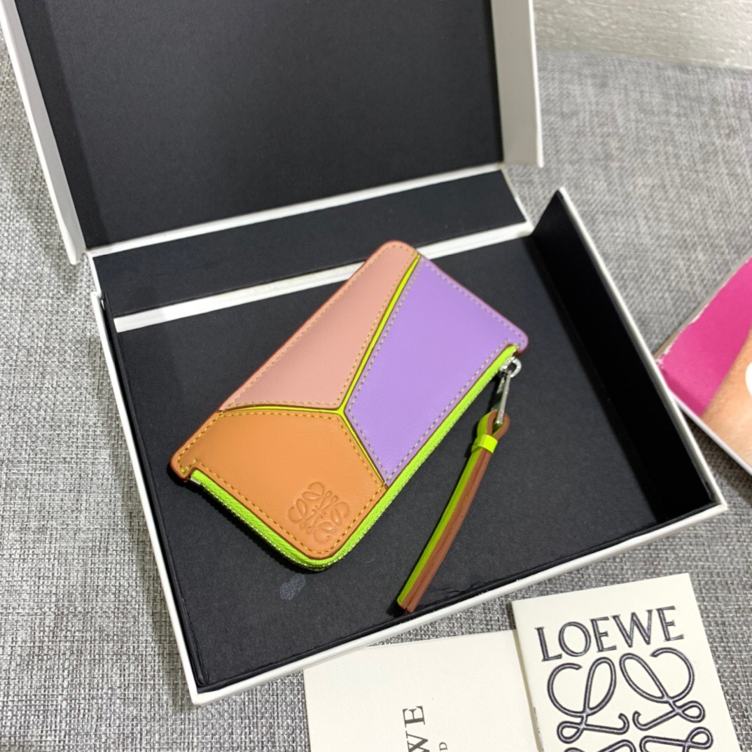 Loewe Puzzle coin cardholder in multicolor leather