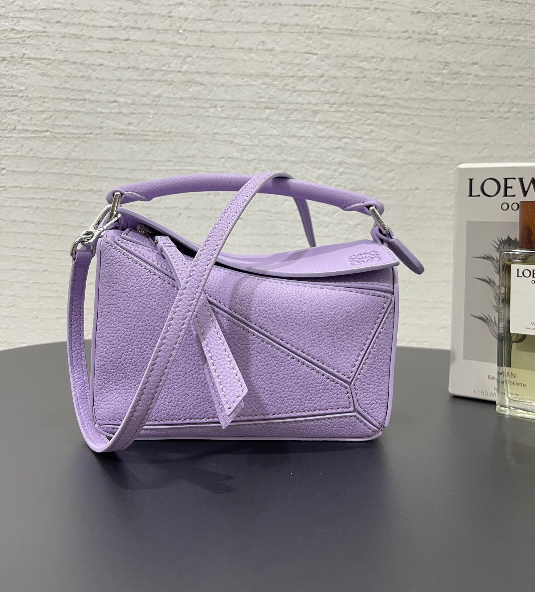 Loewe Mini Puzzle bag in light mauve soft grained calfskin