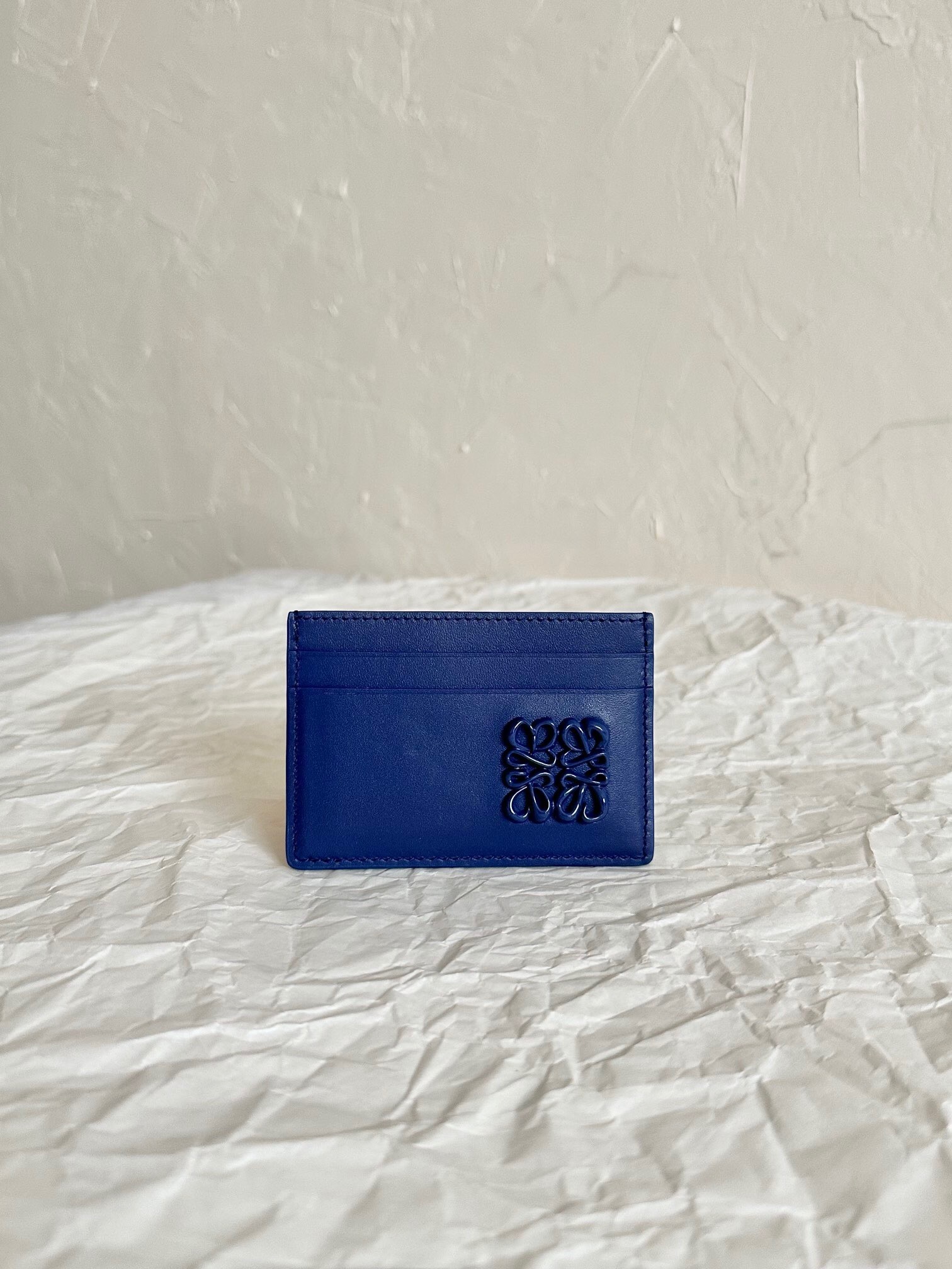 Loewe Puffer Anagram plain cardholder in shiny nappa calfskin in a blue