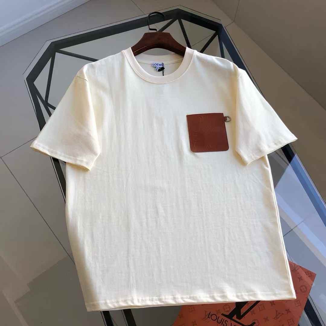 Loewe cotton T-shirt with a brown leather pocket