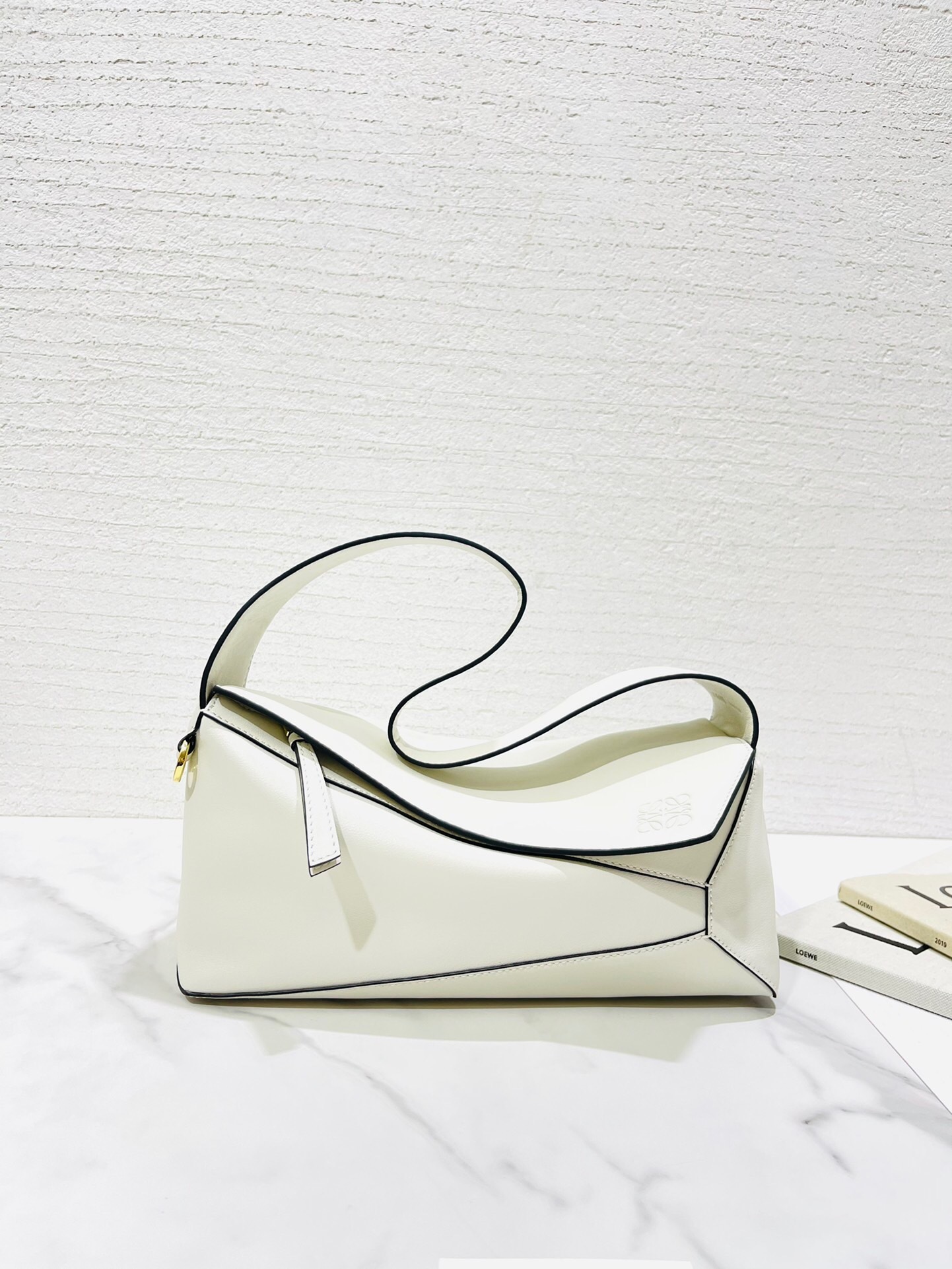 Loewe Puzzle Hobo Shoulder Bag in soft white nappa calfskin leather