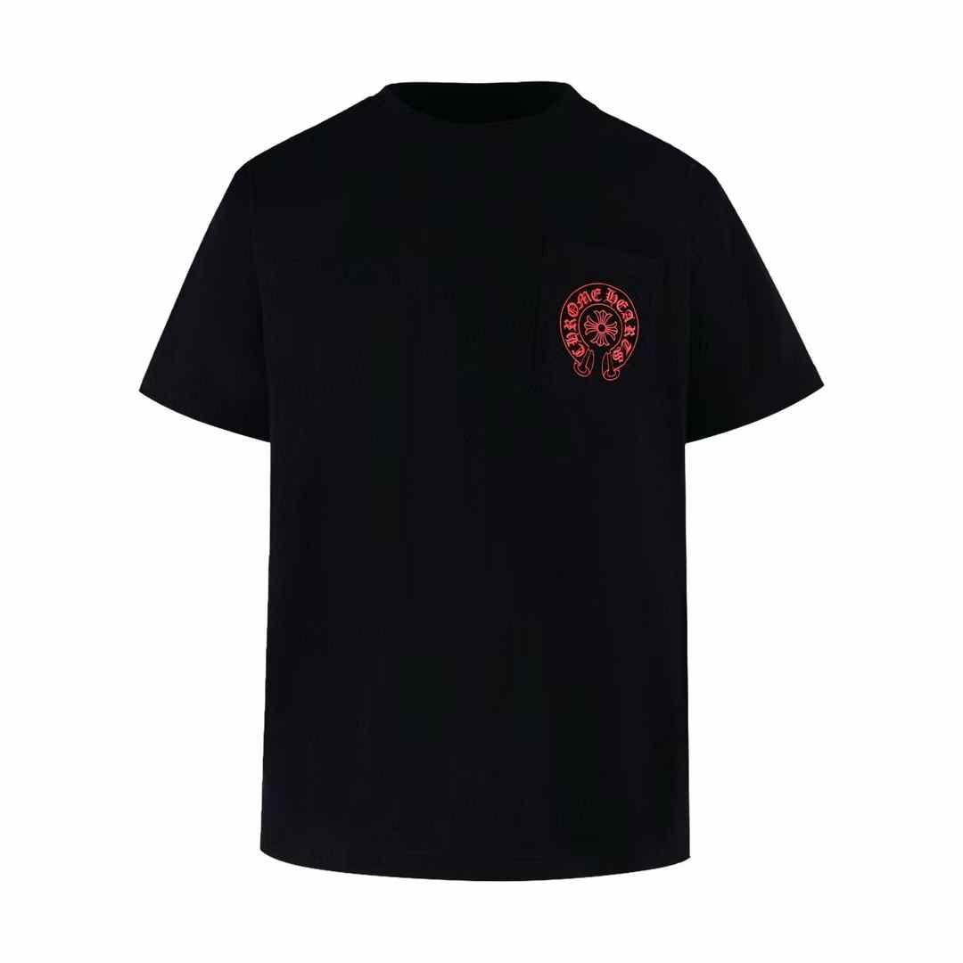 Chrome Hearts Red Horseshoe Cemetery Cross Pocket Tee