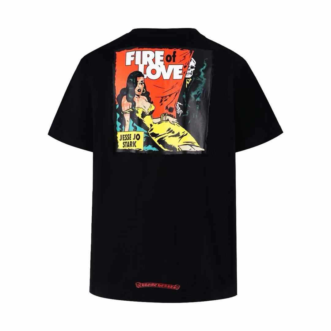 Chrome Hearts Red Horseshoe Cemetery Cross Pocket Tee