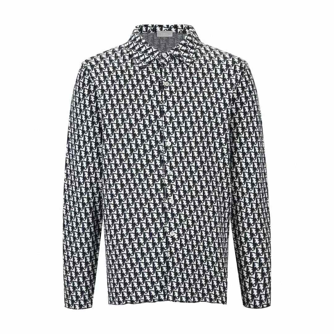 Dior Oblique shirt in navy and cream cotton jacquard