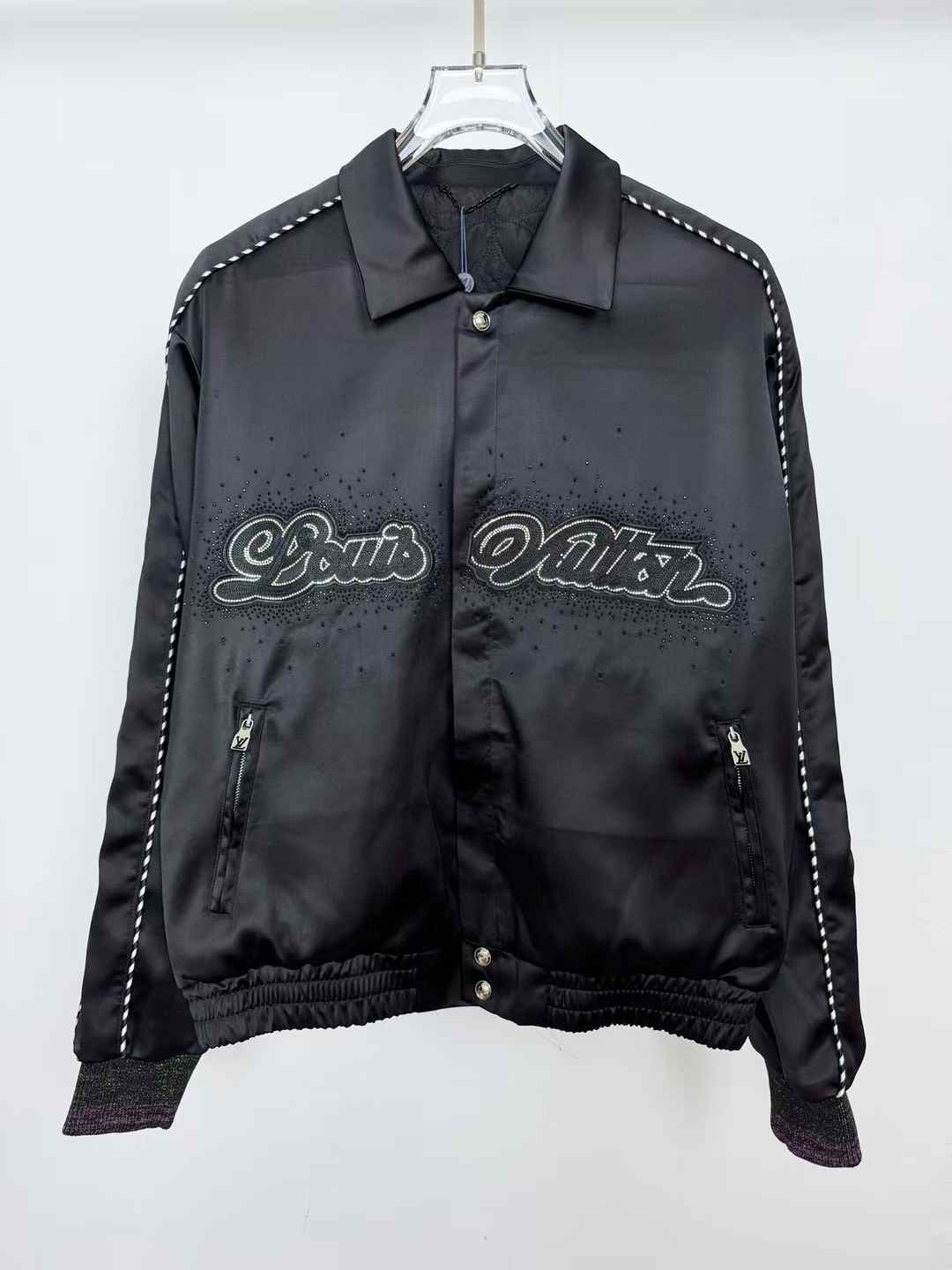 LV embellished silk flight suit jacket Black