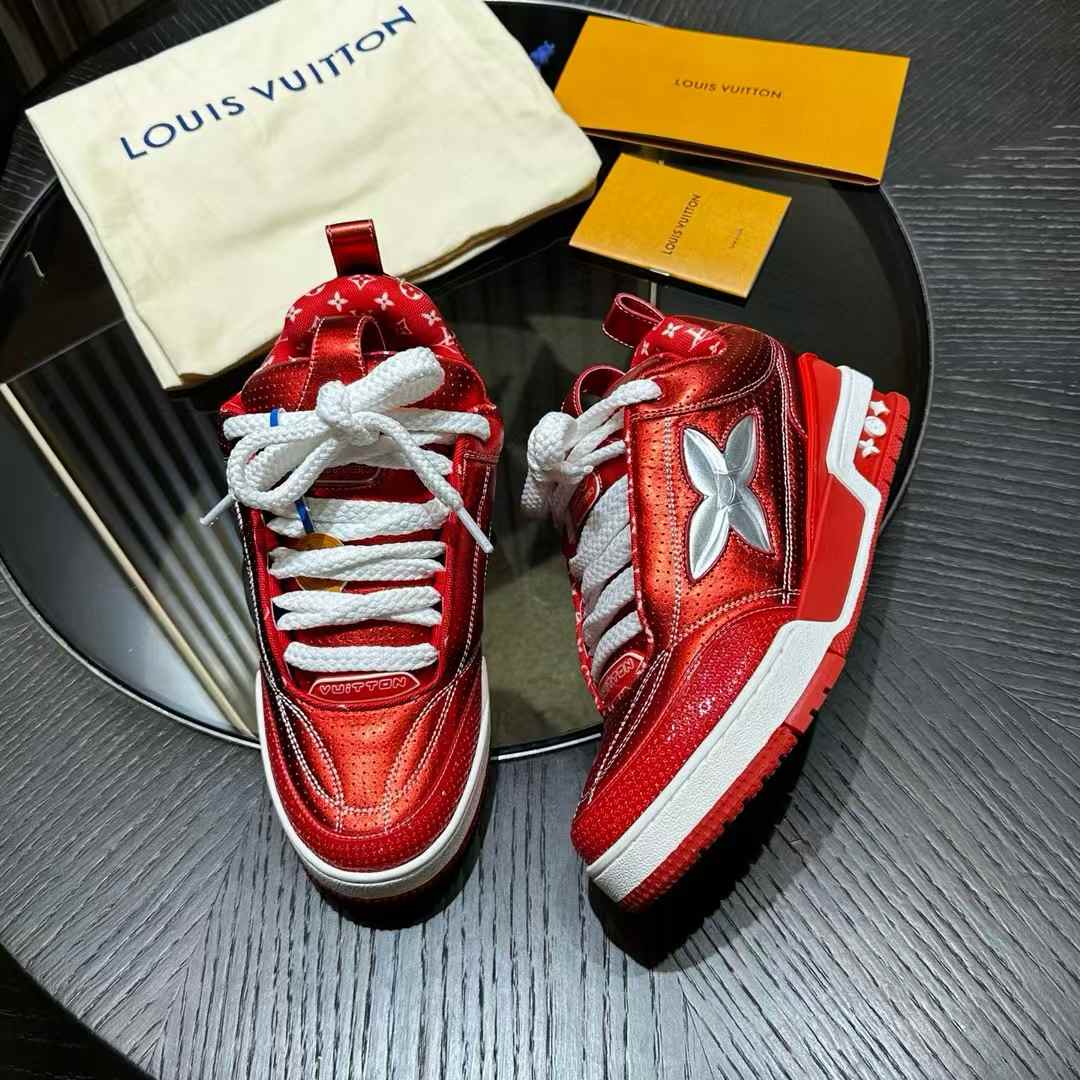 LV Skate Sneaker in Bordeaux Red grained calf leather