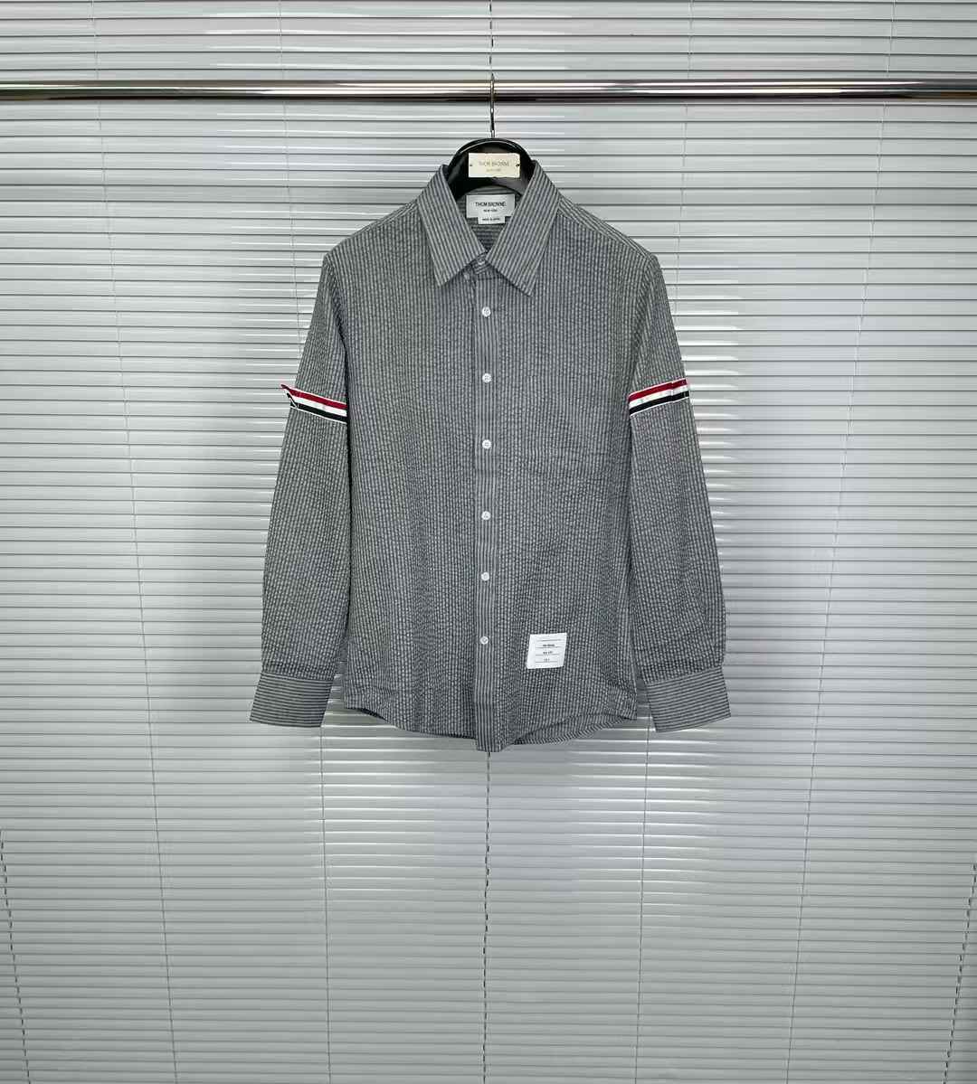 Thom Browne Classic Dual Sleeve Tag Gray Long-Sleeve Shirt