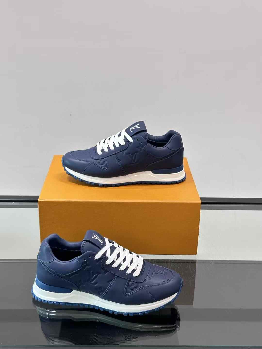 LV Run Away sneakers in navy blue with white laces