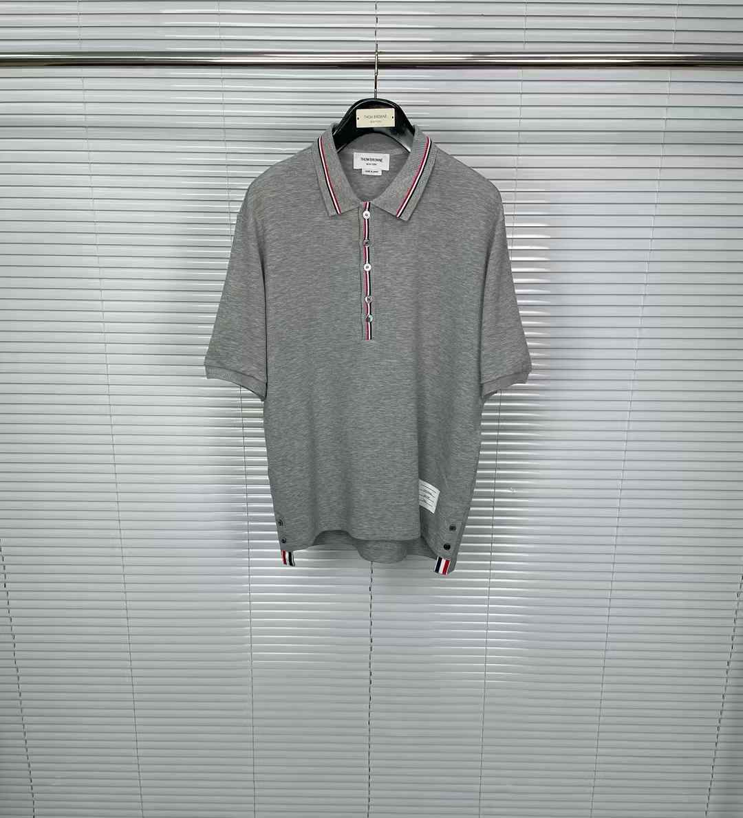 Thom Browne grey cotton polo shirt