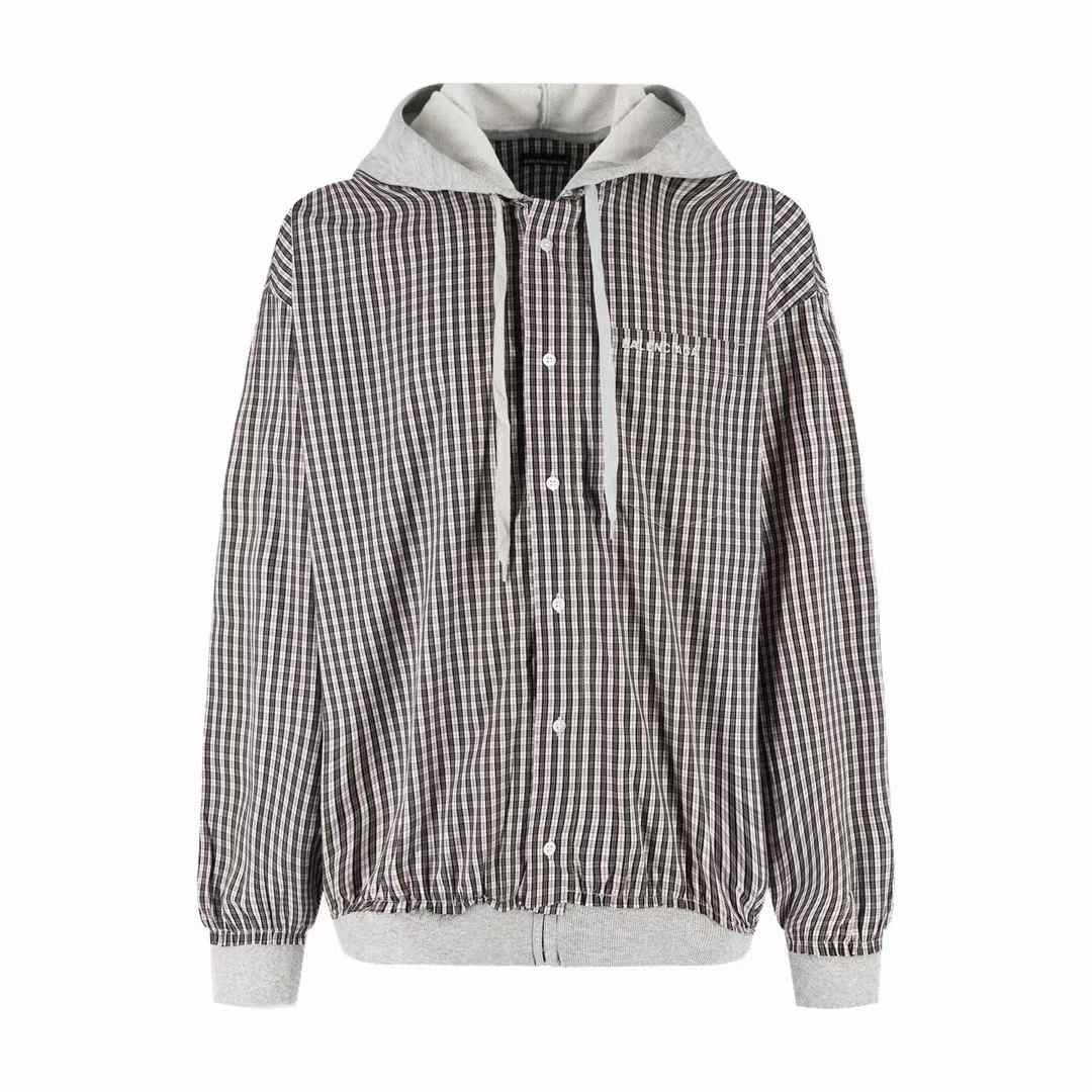 Balenciaga Hooded Flannel Check Shirt