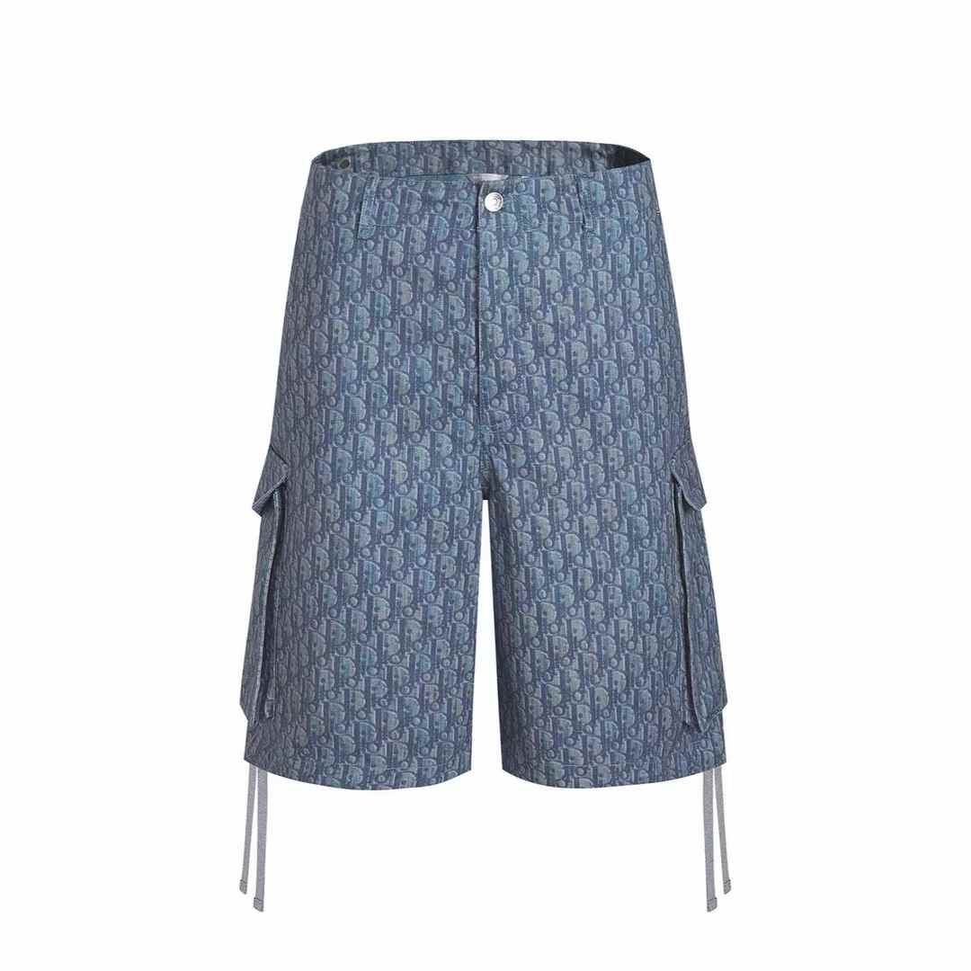 Dior Oblique Bermuda Cargo Shorts in blue cotton-blend twill