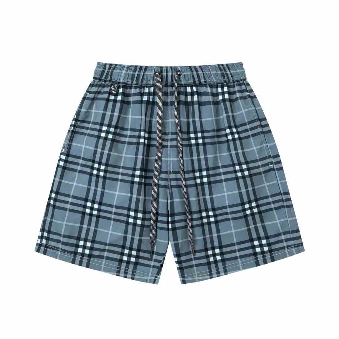 Burberry Check Drawcord Swim Shorts in Carbon Blue