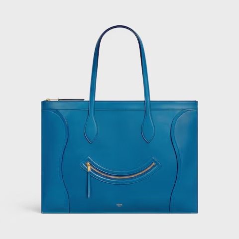 Celine Flat Cabas New Luggage tote bag in ultra blue glossy calfskin