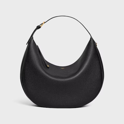 Celine Lulu Shoulder Bag in grained calfskin in black large