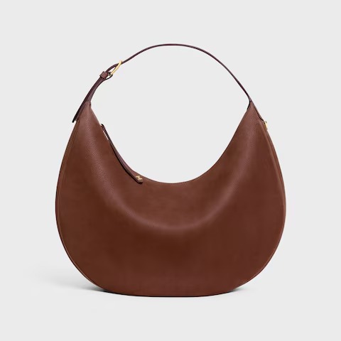 Celine Large Lulu Handbag in grained calfskin leather Chestnut
