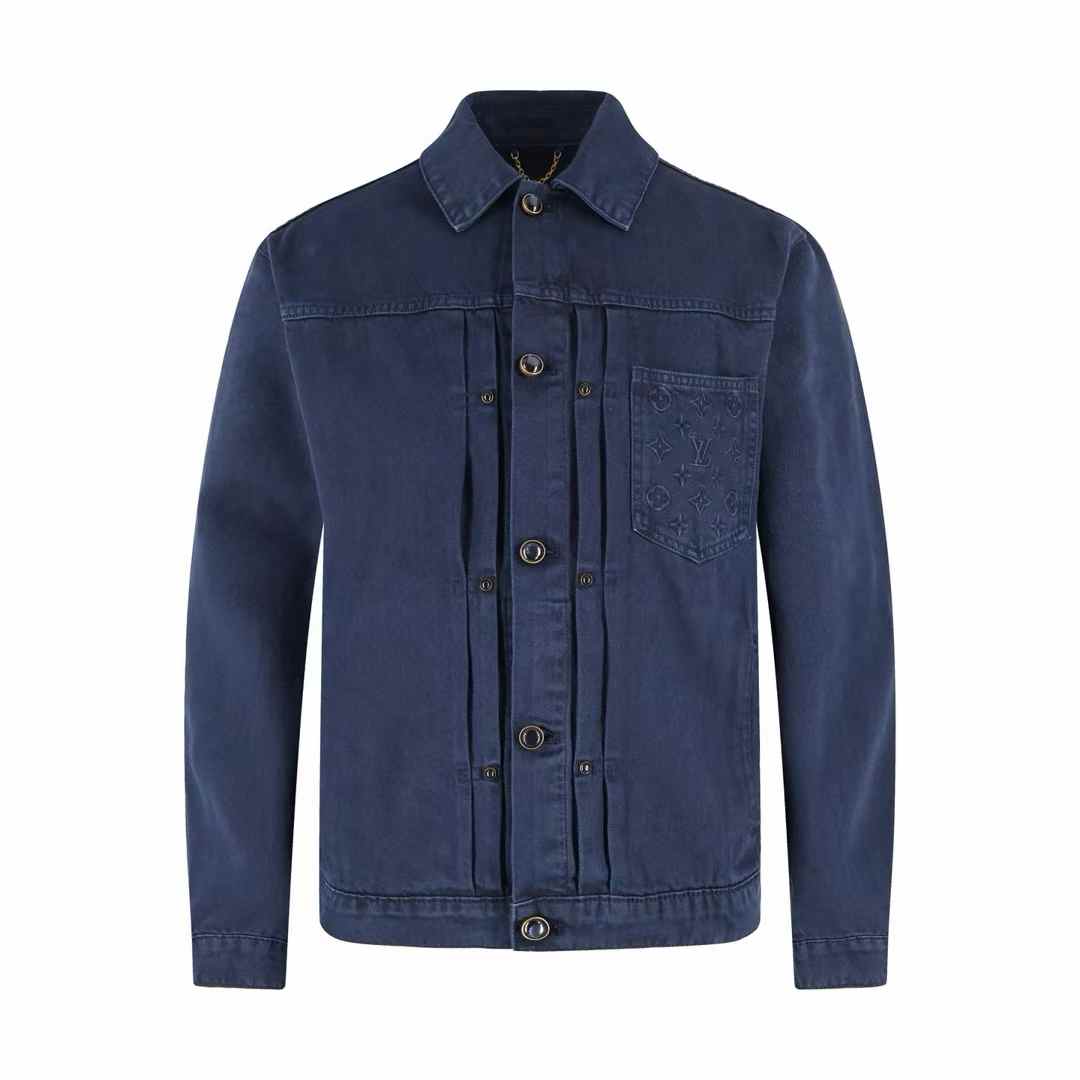 LV Garment-Dyed Denim Type II Trucker Jacket in dark navy