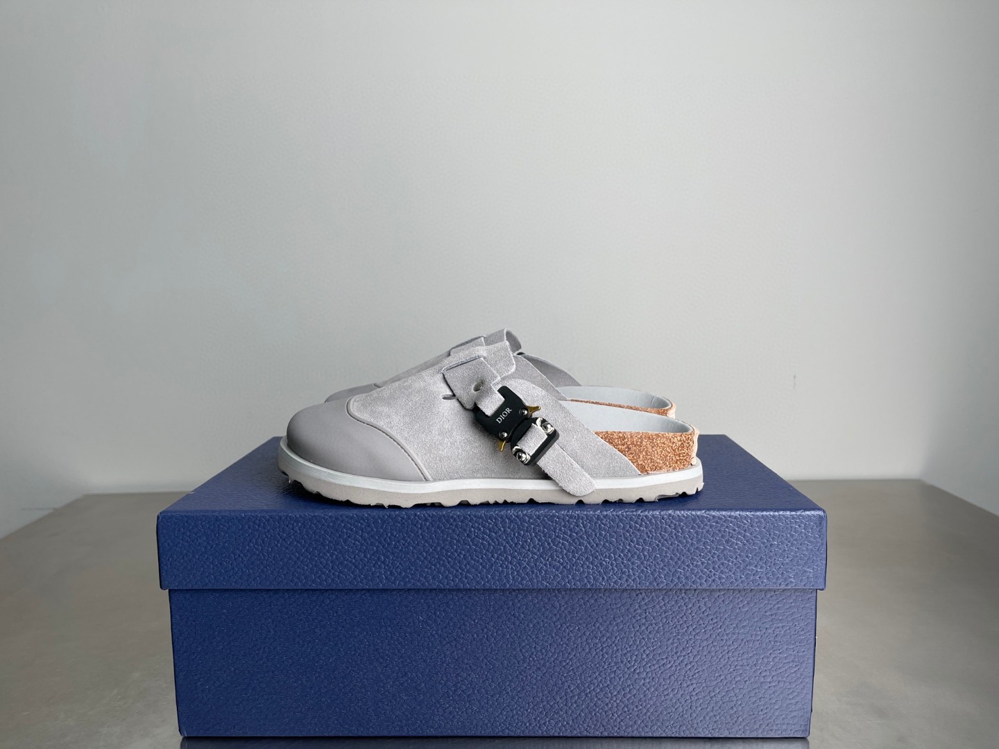 Dior Birkenstock Tokio Mule in greige felted wool and suede