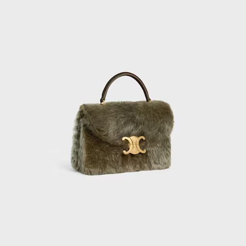 Celine Nino bag in shearling from the Hiver Celine collection Green