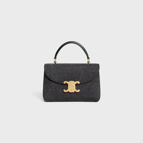 Celine Teen Nino Bag denim with a Triomphe metallic closure