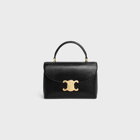 Celine Teen Nino bag in black supple grained calfskin with a Triomphe metallic closure