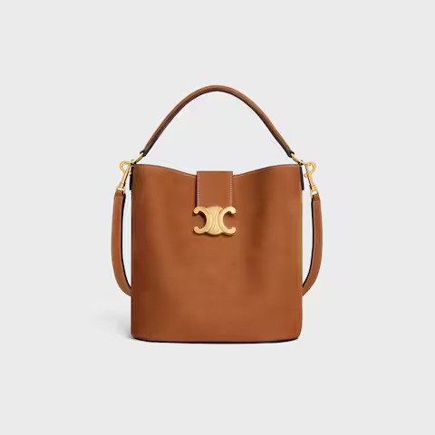 Celine Medium Bucket Louise in smooth calfskin in the color tan