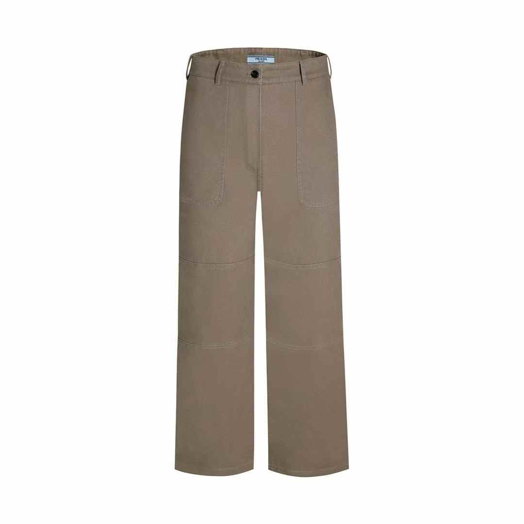 prada men's casual trousers khaki beige