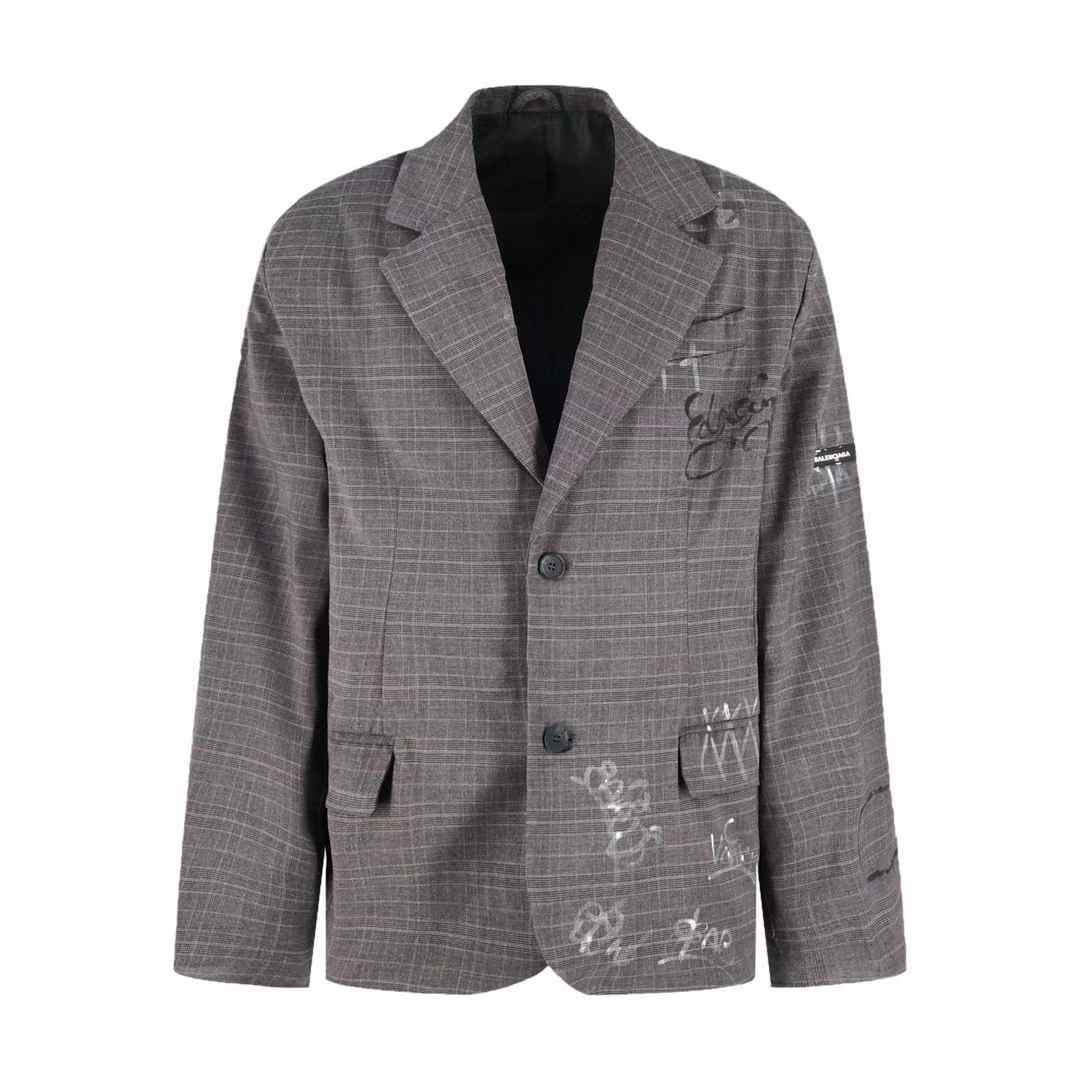 Balenciaga Graffiti Skater Tailored Jacket in gray