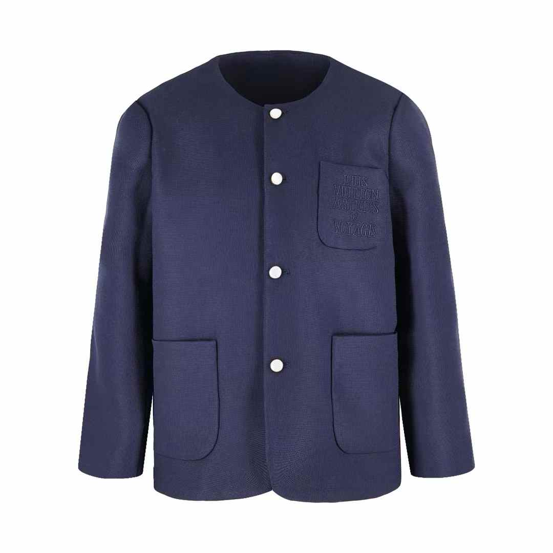 LV Chic Collarless Jacket Blue