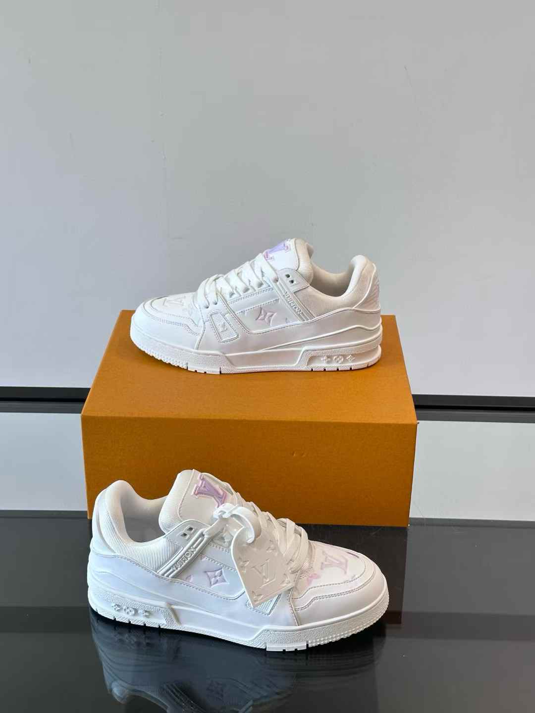 LV Trainer sneaker, originally designed by Virgil Abloh and inspired by vintage basketball sneakers