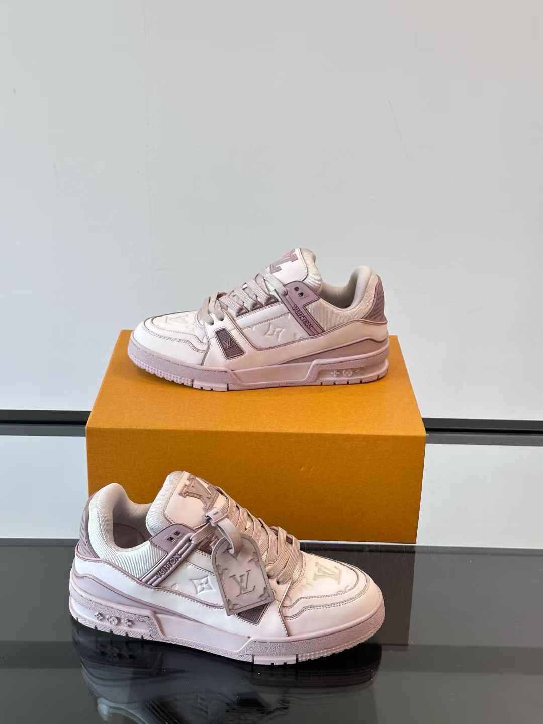 LV Trainer sneaker, originally designed by Virgil Abloh and inspired by vintage basketball sneakers