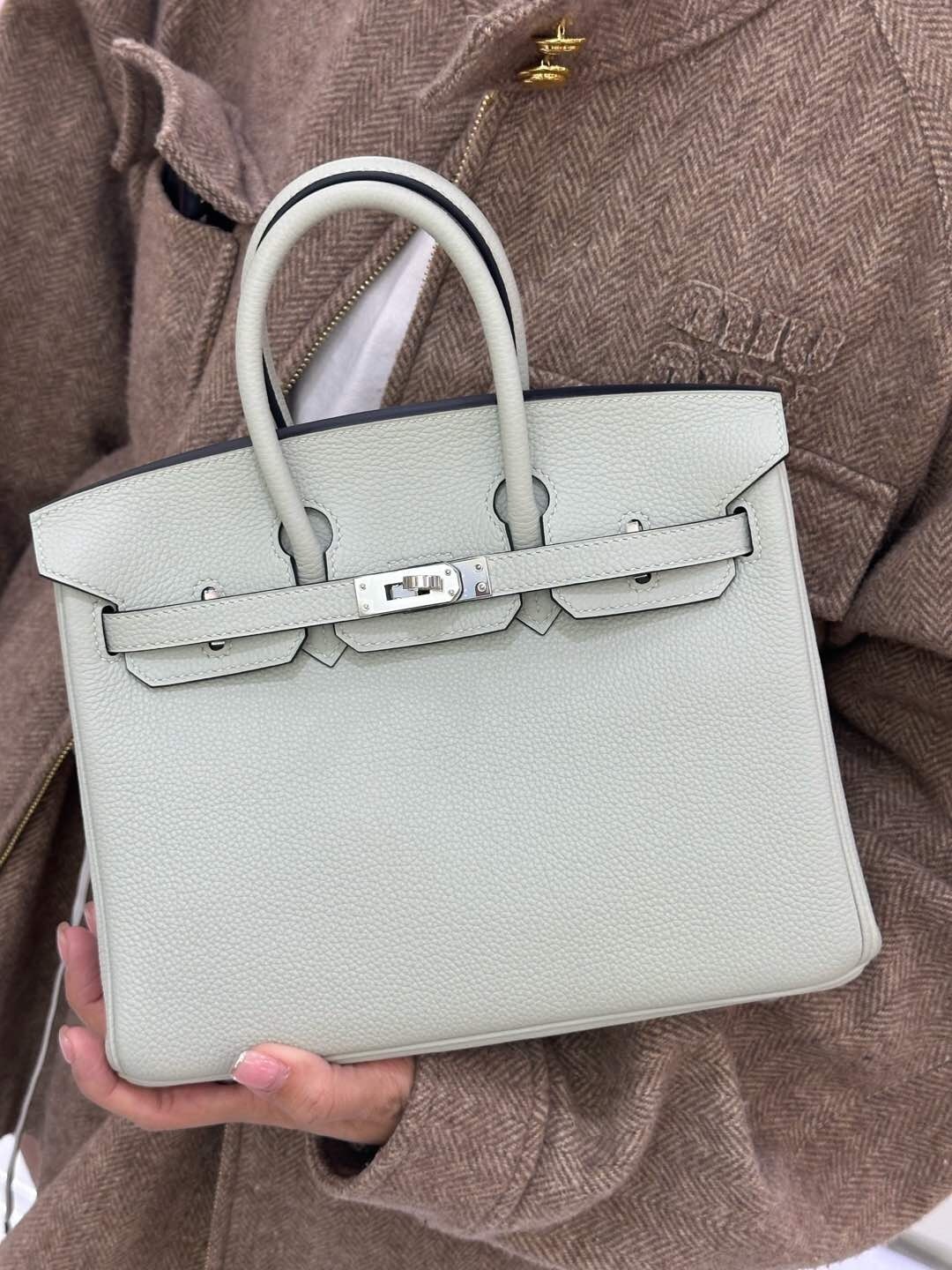 Hermes Birkin bag in the color Gris Neve and Togo leather