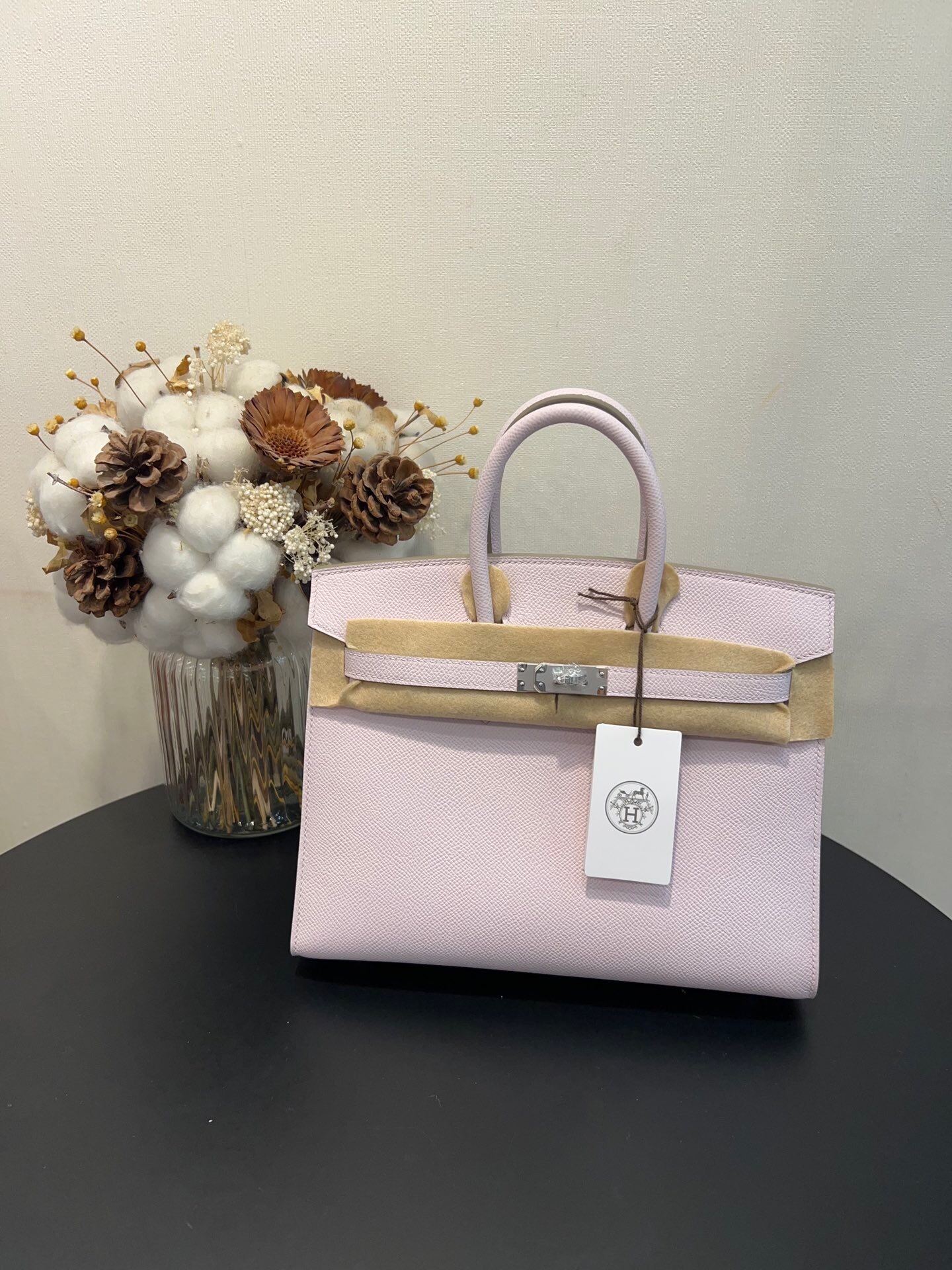 Hermes Birkin 25 bag in the Mauve Pale color and Epsom leather