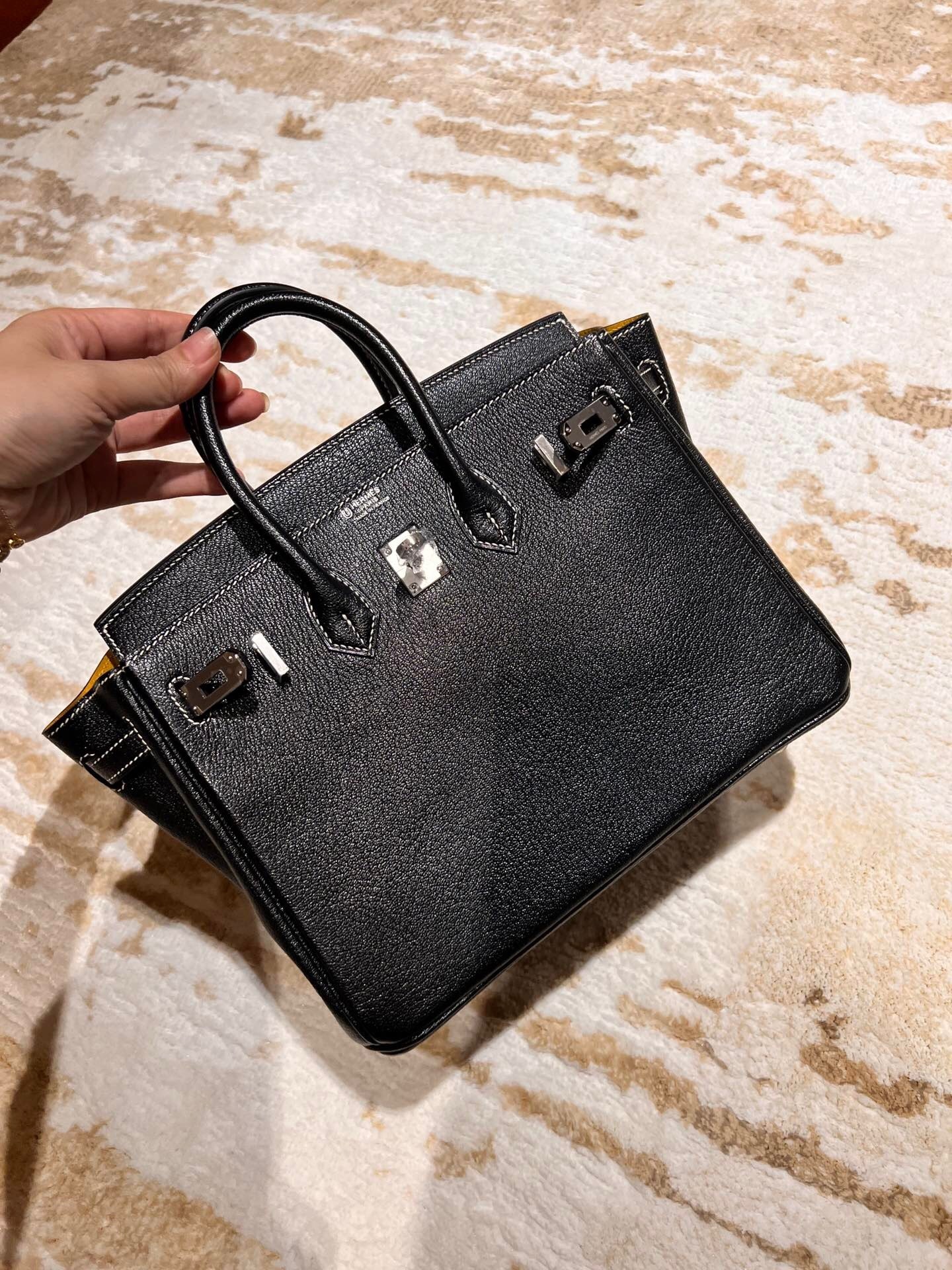 Hermes Birkin bag in black Togo leather with palladium hardware