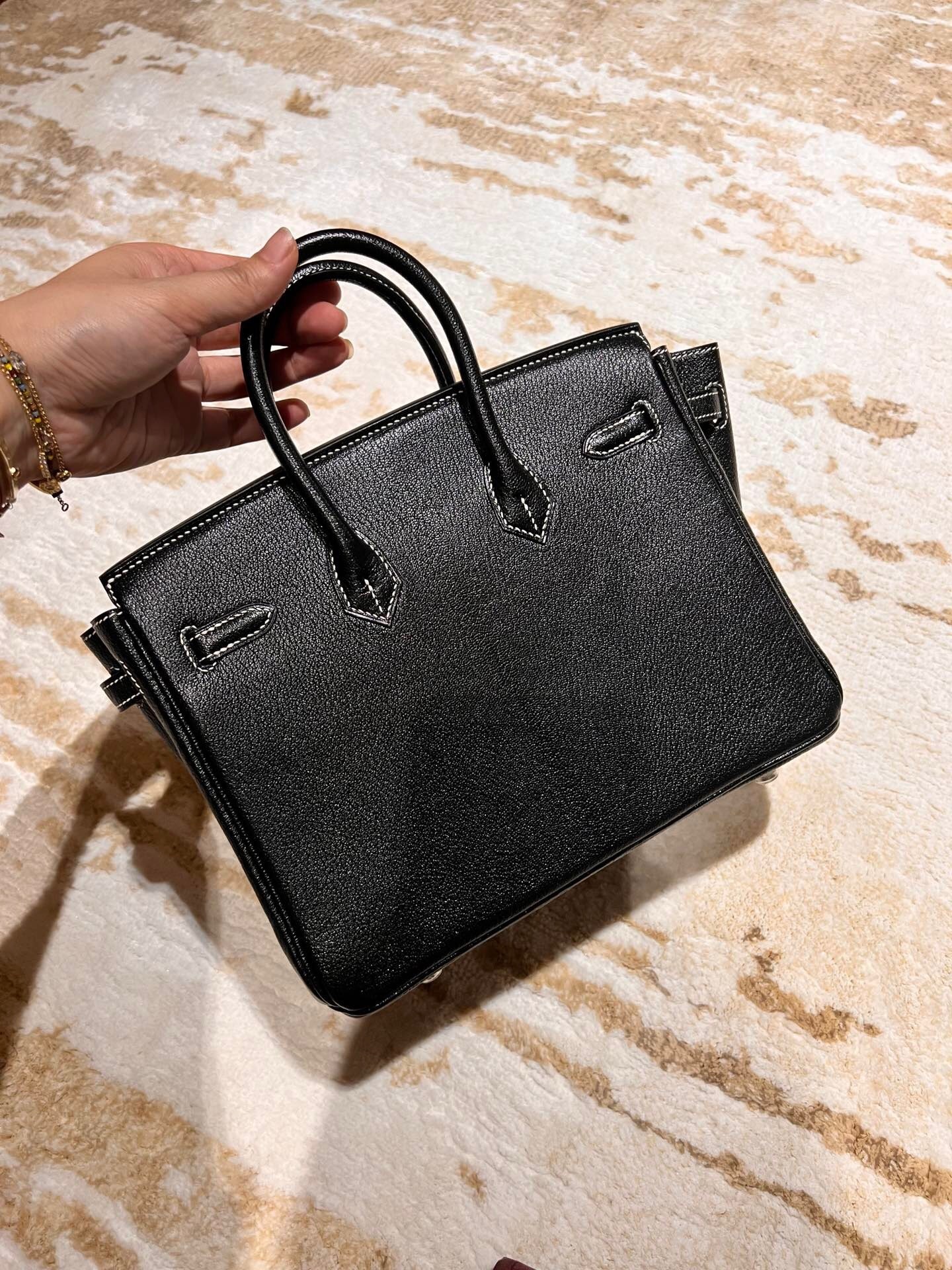 Hermes Birkin bag in black Togo leather with palladium hardware