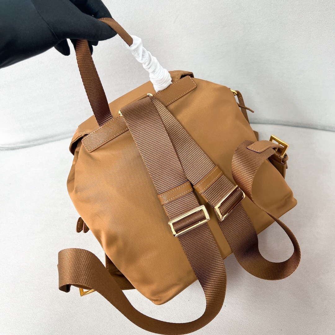 Prada Re-Edition 1978 small Re-Nylon backpack in a camel brown color