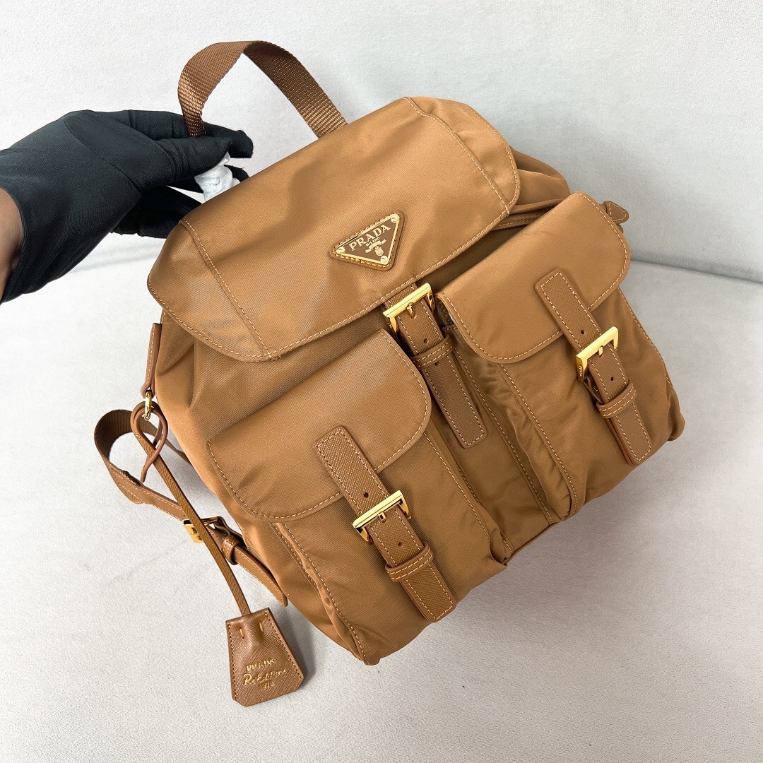 Prada Re-Edition 1978 small Re-Nylon backpack in a camel brown color