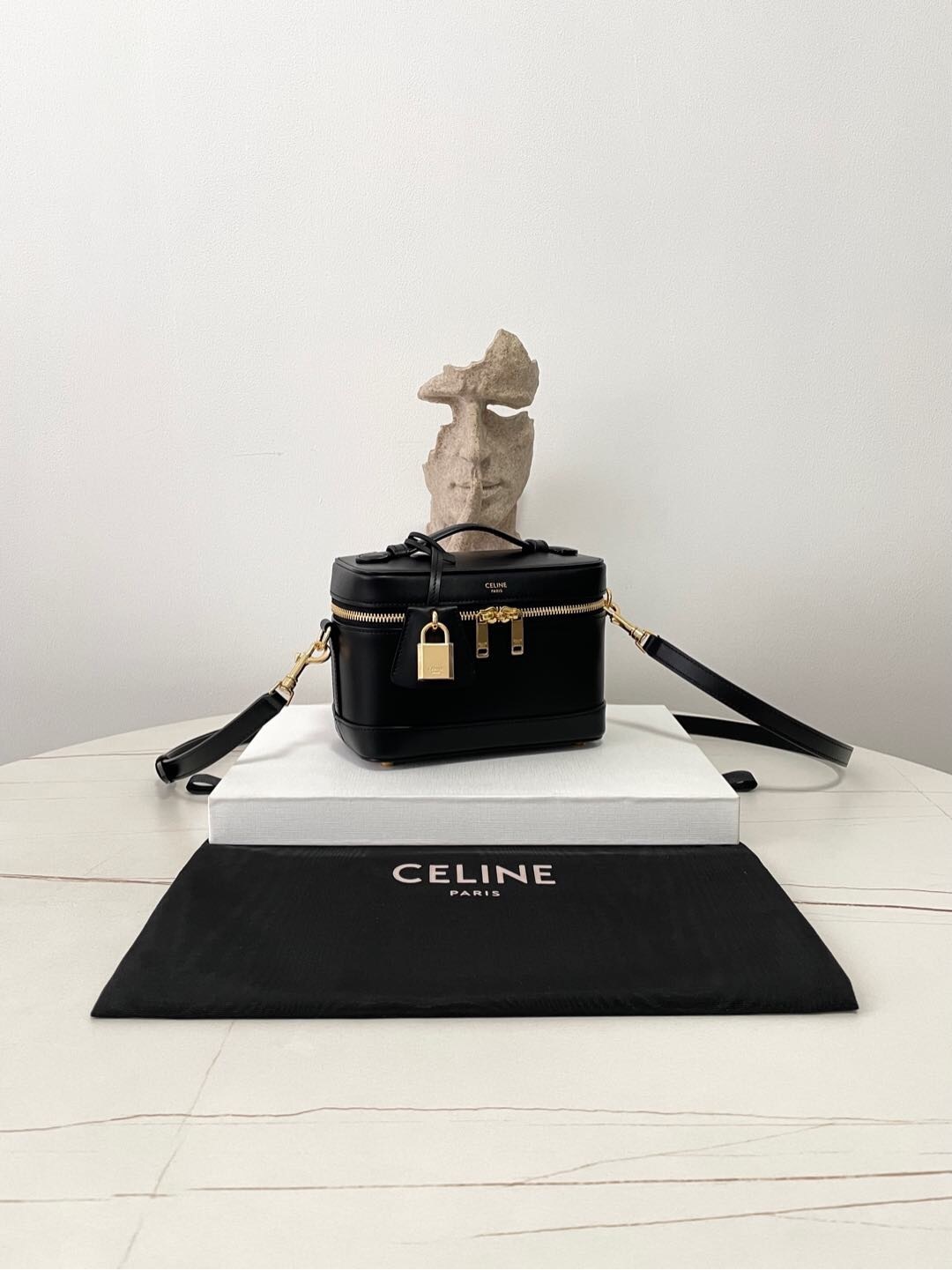 Celine Mini Vanity Case in black smooth calfskin leather