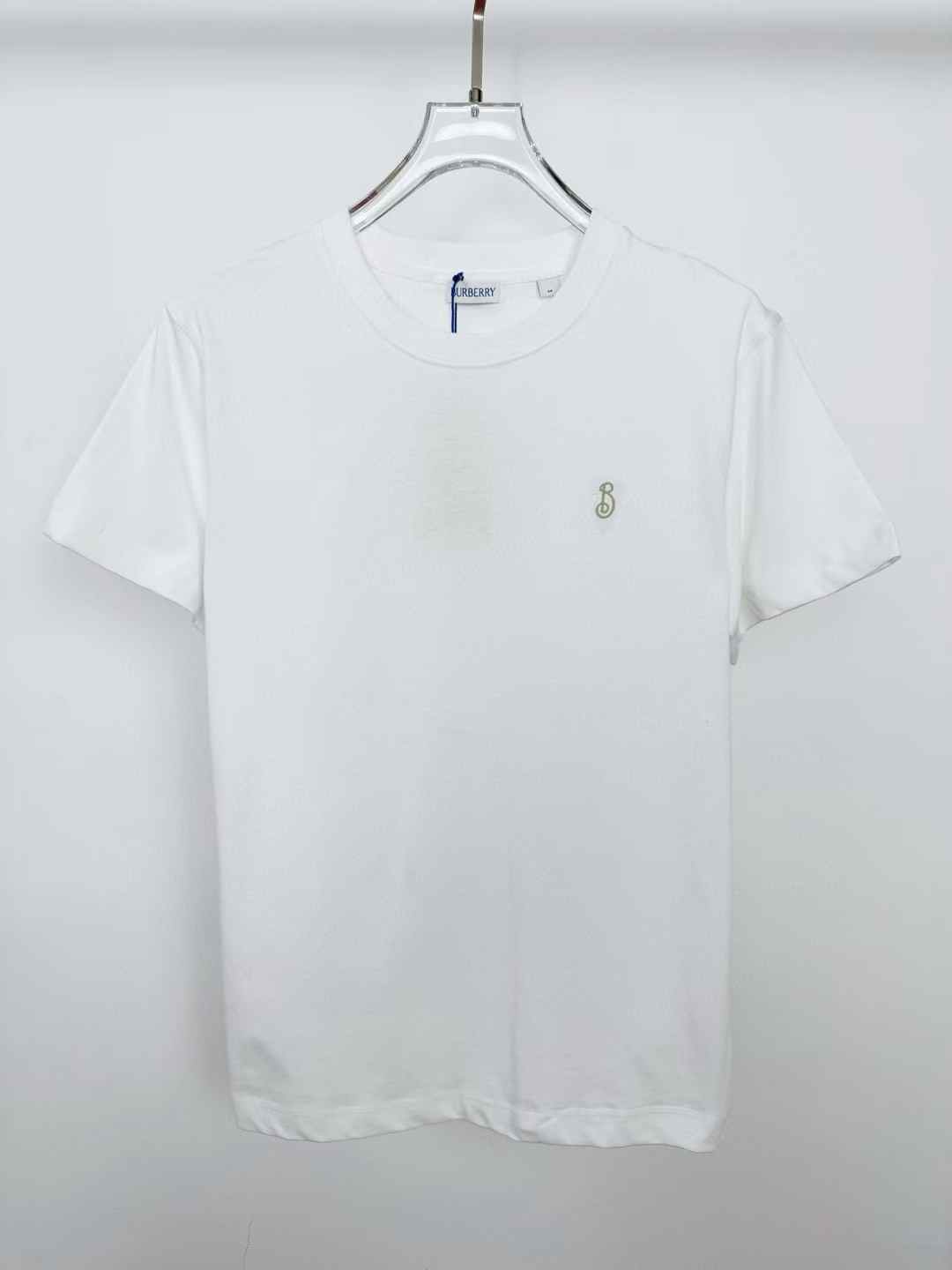 Burberry Bunny white Pima cotton crew neck t-shirt with an embroidered logo on the chest.
