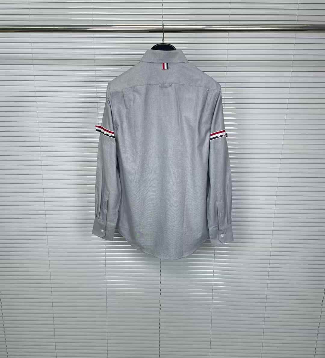 Thom Browne medium grey nylon RWB armband piqué shirt jacket